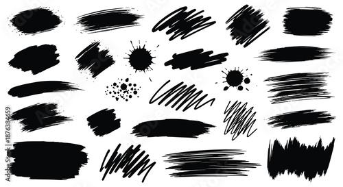 collection of black brush strokes and artistic marks in various styles silhouette high quality professional detailed