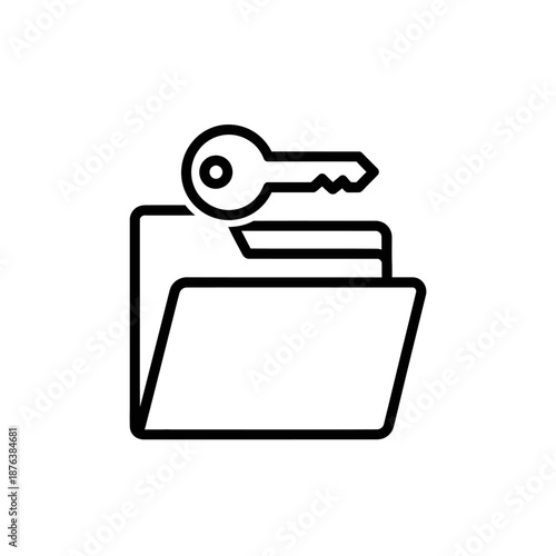 Key and Folder Icon for Secure Digital Data Storage and File Management