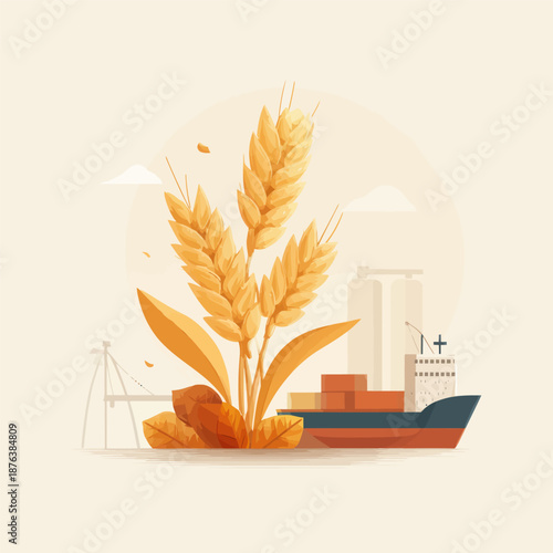 Golden Wheat Grain Commodity Illustration for Financial Freedom