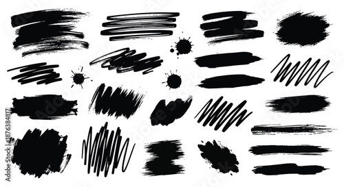 collection of various black brush strokes and marks in different styles silhouette high quality professional detailed