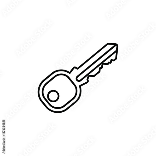 Minimalist Black and White Line Drawing of a Key for Security and Locksmith Concepts