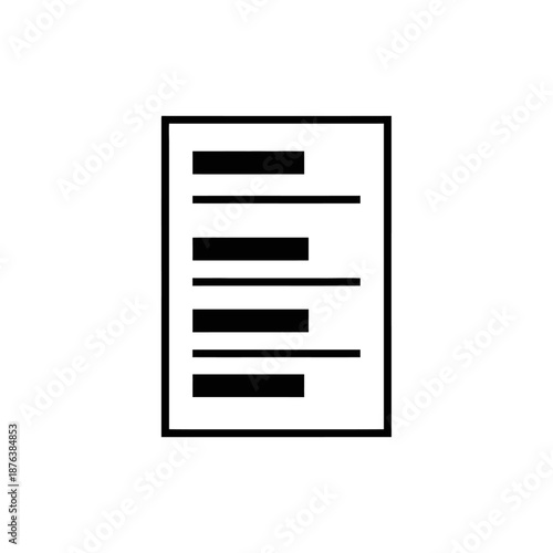 Minimalist Black and White Document Icon for Digital or Print Use