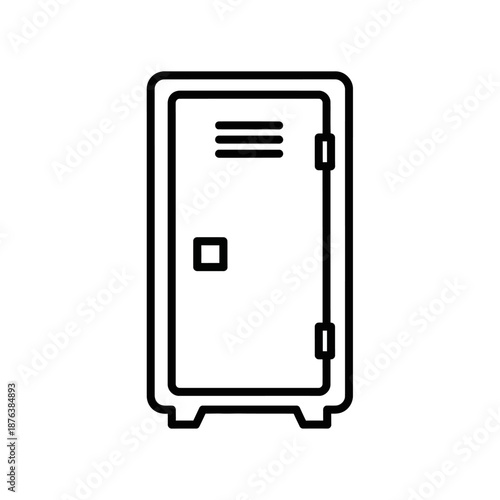 Minimalist Black and White Line Drawing of a Storage Locker for Industrial and Safety Uses