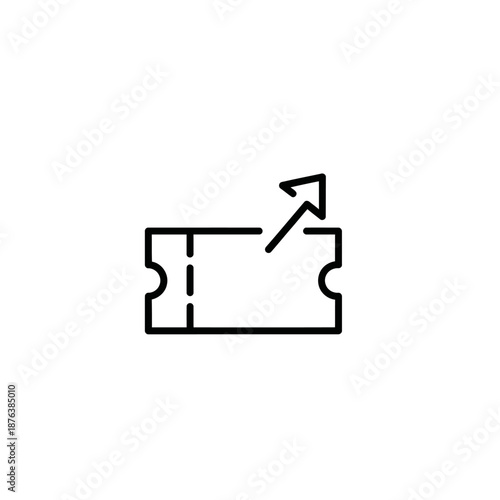 Minimalist Black and White Ticket Icon for Travel and Ticketing Designs