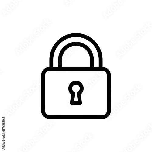Minimalist Black and White Padlock Icon for Security and Protection