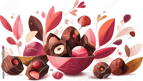 Melted Chocolate Bar Illustration with Rich Texture