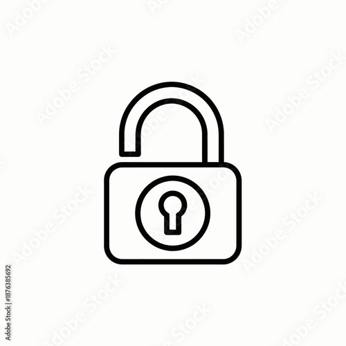 Minimalist Line Art Icon of a Lock for Security and Privacy Concepts