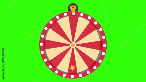Rotating Lucky Spin Wheel Animation on Green Screen