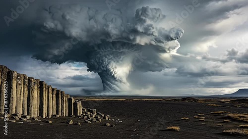 Observing a Powerful Storm Forming Over a Harsh Desert Landscape