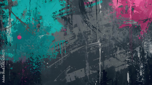 Urban graffiti grunge abstract design with paint splatters suited for backgrounds, posters, t-shirts, and digital art with edgy vibes.