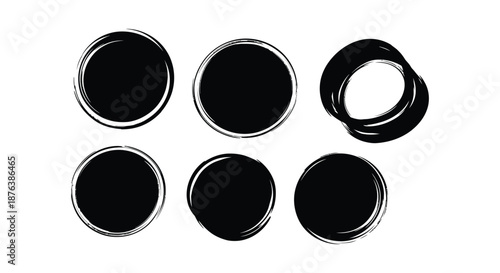a collection of six black oval shapes with silver outline silhouette high quality professional detailed modern