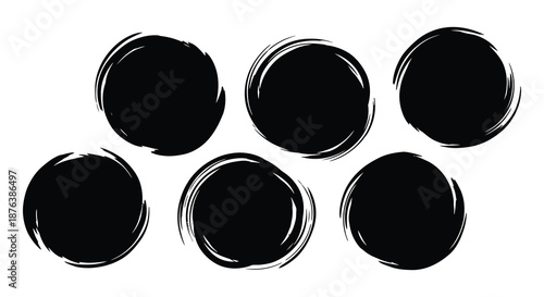 six black circles with white edges in two rows silhouette high quality professional detailed modern elegant