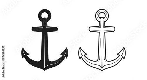 two anchor illustrations in different styles including silhouette high quality professional detailed modern elegant stylish clean