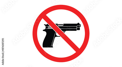 prohibited handgun symbol with red circle and line silhouette high quality professional detailed modern elegant stylish