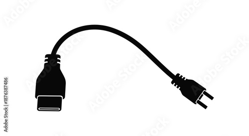 usb cable with a type c connector and a power plug silhouette high quality professional detailed