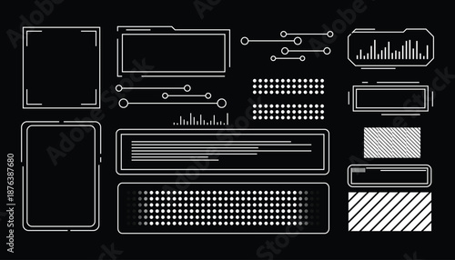 Hud vector user interface element set for app or game design technology concept