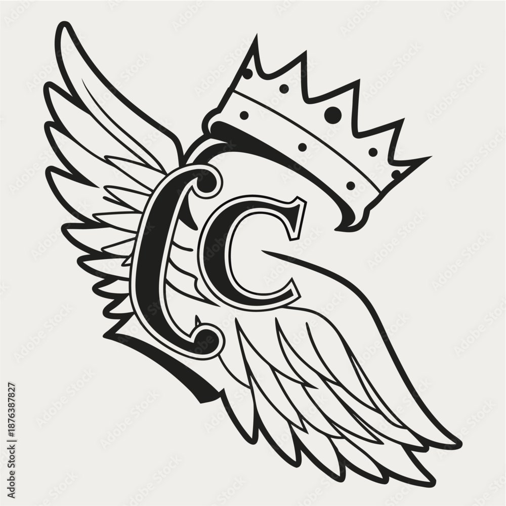 Obraz premium Winged Letter C Crown Logo