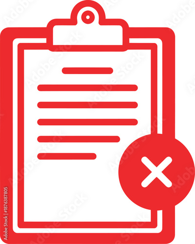 Documentation error indicated by red cross mark Vector