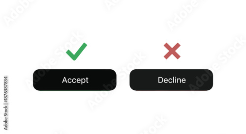 a green checkmark and a red cross with accept and decline buttons silhouette high quality professional