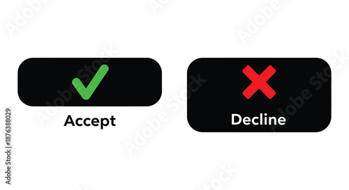 image of accept and decline buttons with green checkmark and red cross silhouette high quality professional