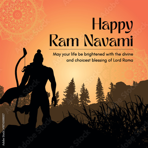 Orange and Black Silhouette Happy Ram Navami Instagram Post