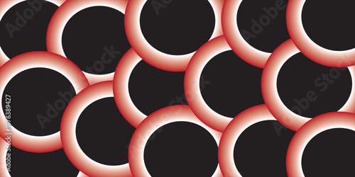 Brown rings on a red background. Seamless texture. For printing, packaging and fabric design. Vector. Eps10