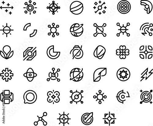 Abstract geometric line icons set and modern minimalist symbols for creative business logo branding and technology design.