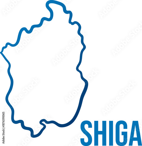 Shiga prefecture smooth map abstract design. Isolated vector filled with blue gradient