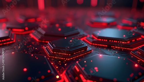 Cinematic Futuristic Abstract Background With Dark Hexagonal Blocks