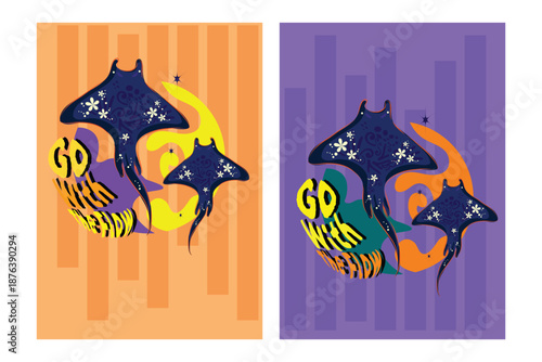 Colorful Manta Ray Vector Illustration