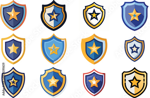 Law Enforcement Shield with Star Icon on White Background Vector Illustration