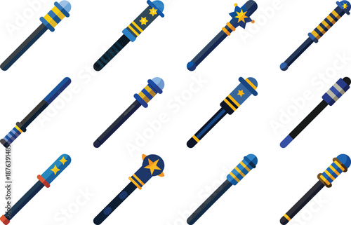 Police Baton Night Stick Icon Flat Design on White Background vector illustration