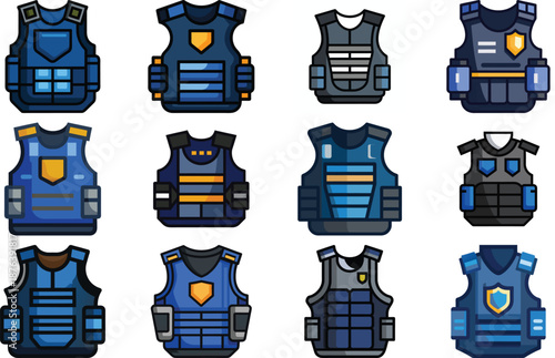 Police Bulletproof Vest Armor Icon on White Background vector illustration