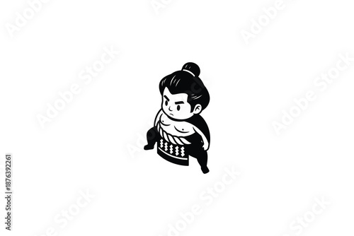 Cute sumo wrestler in traditional Japanese loincloth and hairstyle  sumo athlete