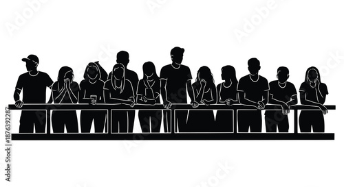 a group of people standing in a line with a distinctive silhouette high quality professional detailed