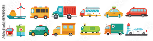transportation icon set collection illustration