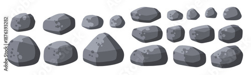 stack of flat stone rock set different grey boulders pile