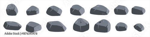 stone boulder granite debris and grey cobble pile of