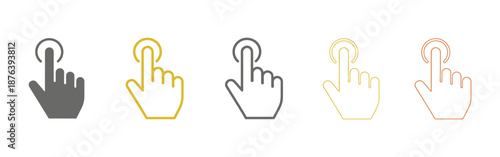 Hand cursors containing pointer, arrow and hand symbol with pixelated form. Transparent vector illustration