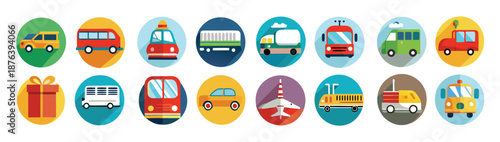 transportation icon set collection illustration
