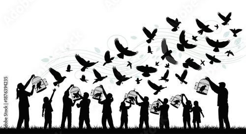 People Releasing Birds into the Air.