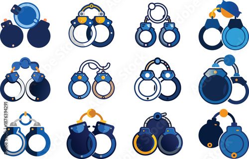 Police Handcuffs Law Enforcement Icon on White Background vector illustration