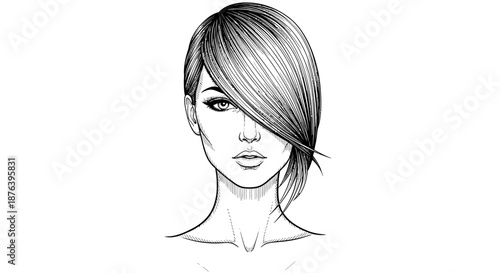 Woman Portrait with Short Hair Style.