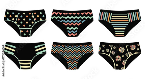 a collection of colorful women s underwear with various patterns silhouette high quality professional detailed modern elegant