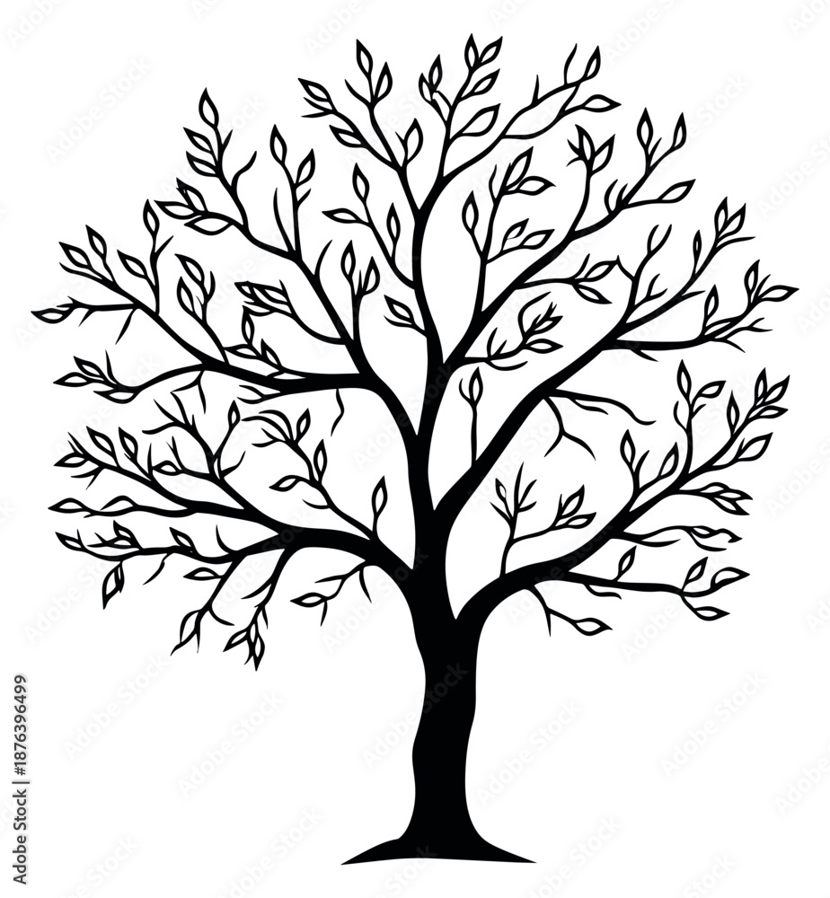 Obraz premium Stylized illustration of a tree depicting a leafy silhouette for nature-themed designs