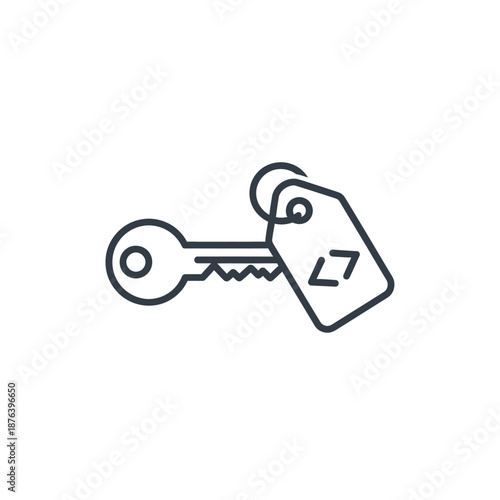 Minimalist Line Drawing of a Key with a Keychain for Security and Access Concepts