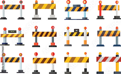 Police Roadblock Barrier Gate Icon on White Background vector illustration