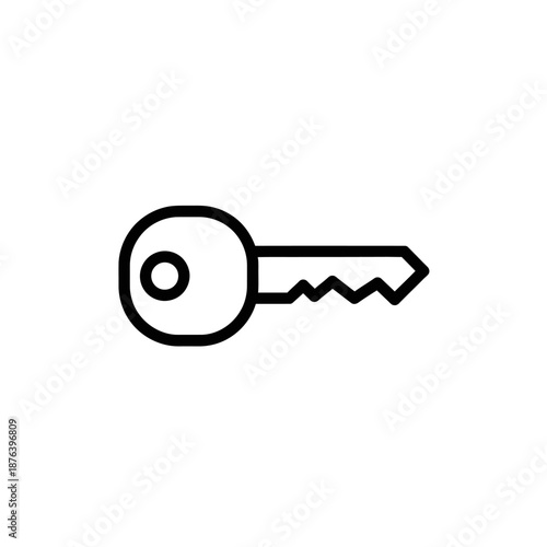 Minimalist Line Drawing of a Simple Key for Security and Access Concept