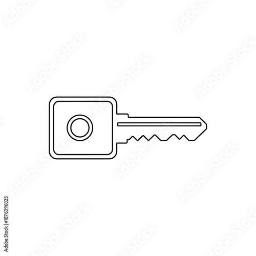 Minimalist Line Drawing of a Single Key for Locksmith or Security Concept