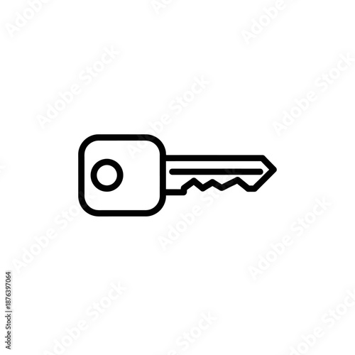 Minimalist Line Drawing of Simple Key Icon for Security and Access Symbols